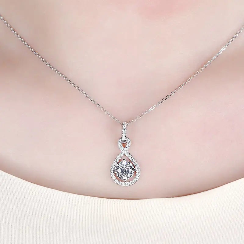14k White Gold Moissanite Necklace / Pendant 1ct Center Stone Moissanite Engagement Rings & Jewelry | 14k White Gold Pendant Necklace | Luxus Moissanite
