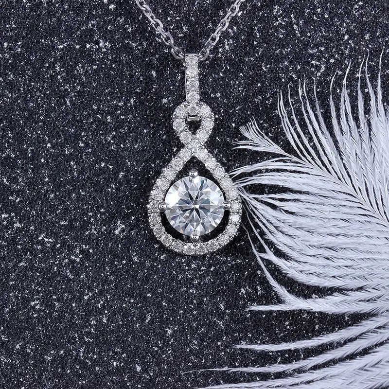 14k White Gold Moissanite Necklace / Pendant 1ct Center Stone Moissanite Engagement Rings & Jewelry | Luxus Moissanite