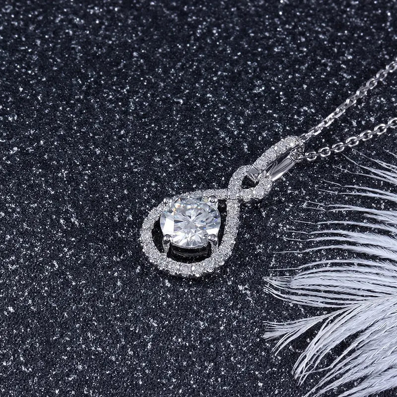14k White Gold Moissanite Necklace / Pendant 1ct Center Stone Moissanite Engagement Rings & Jewelry | 14k White Gold Pendant Necklace | 14k White Gold Pendant Necklace |Luxus Moissanite