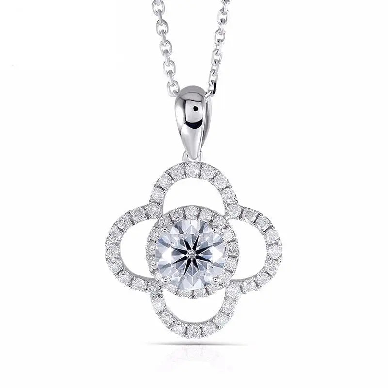 14k White Gold Moissanite Necklace / Pendant 1ct Center Stone Moissanite Engagement Rings & Jewelry | Pendant Jewelry |Luxus Moissanite