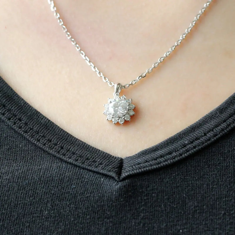 14k White Gold Moissanite Necklace / Pendant 1ct Center Stone Moissanite Engagement Rings & Jewelry | Luxus Moissanite