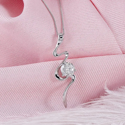 14k White Gold Moissanite Necklace / Pendant 1ct Moissanite Engagement Rings & Jewelry | 14k White Gold Necklace Women's |Luxus Moissanite