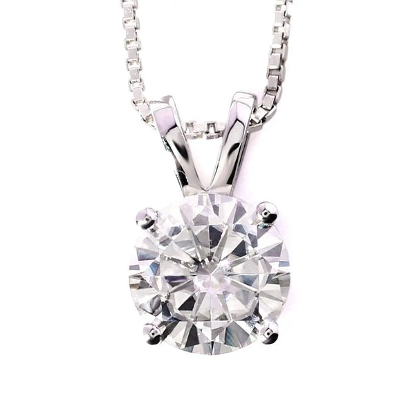 14k White Gold Moissanite Necklace / Pendant 1ct Moissanite Engagement Rings & Jewelry | Luxus Moissanite