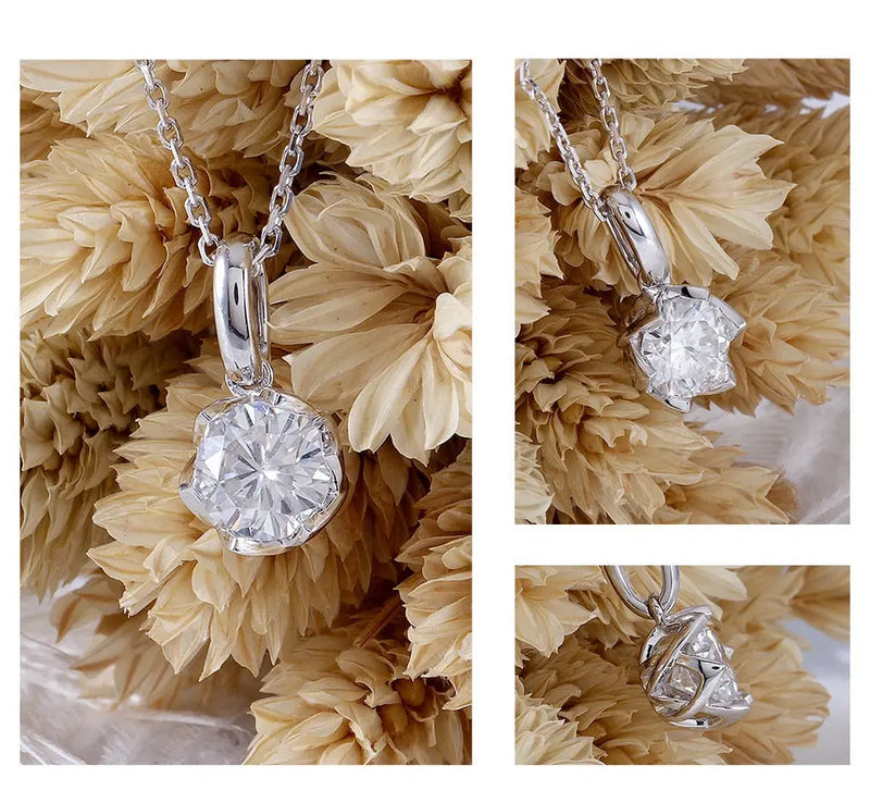 14k White Gold Moissanite Necklace / Pendant 1ct Moissanite Engagement Rings & Jewelry | Luxus Moissanite