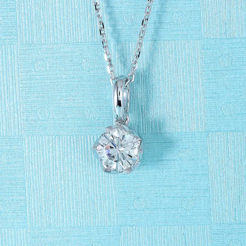 14k White Gold Moissanite Necklace / Pendant 1ct Moissanite Engagement Rings & Jewelry | Beautiful Necklace Pendant |Luxus Moissanite