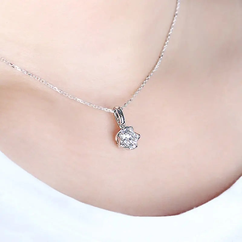 14k White Gold Moissanite Necklace / Pendant 1ct Moissanite Engagement Rings & Jewelry | Beautiful Necklace Pendant | Luxus Moissanite