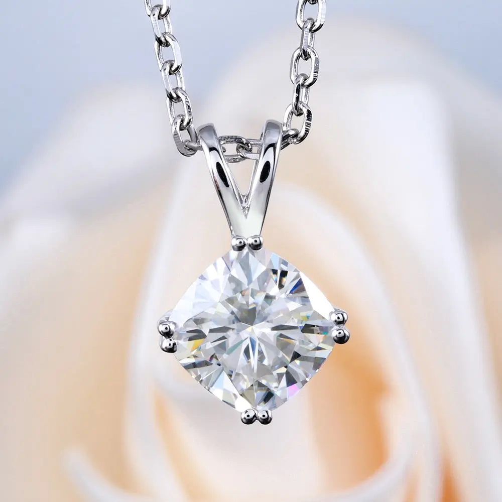 14k White Gold Moissanite Necklace / Pendant 2ct Moissanite Engagement Rings & Jewelry | Luxus Moissanite