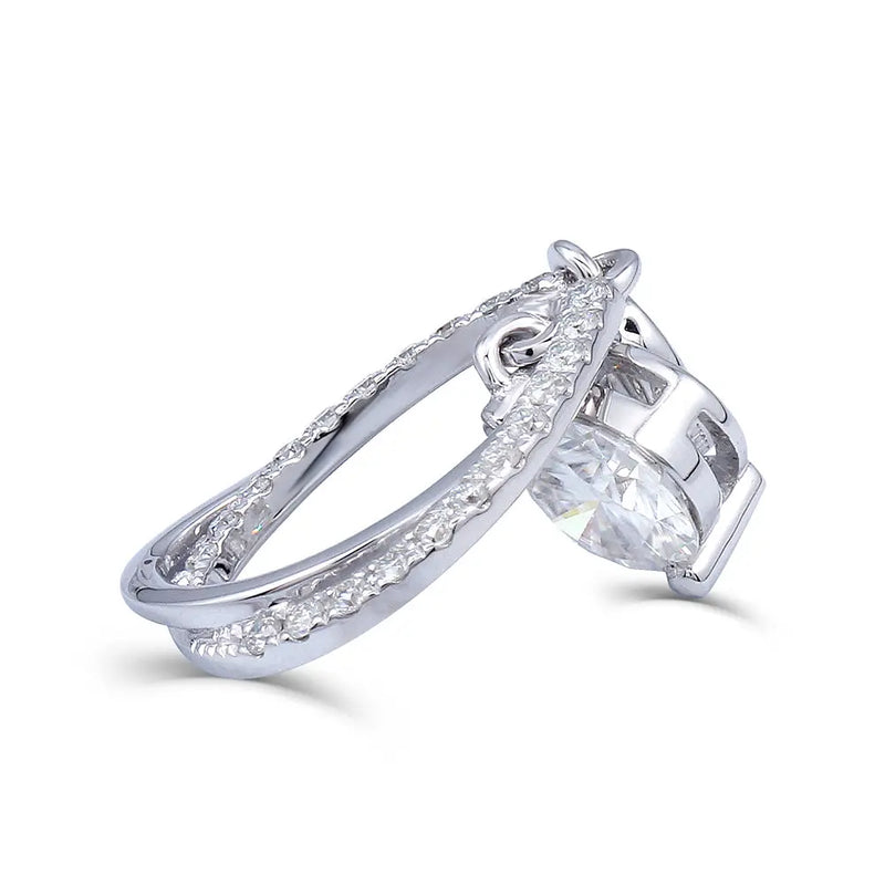 14k White Gold Moissanite Necklace 0.5ct Center Stone Moissanite Engagement Rings & Jewelry | Luxus Moissanite