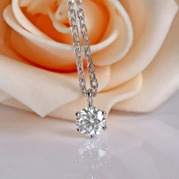14k White Gold Moissanite Necklace 0.5ct Moissanite Engagement Rings & Jewelry | Luxus Moissanite