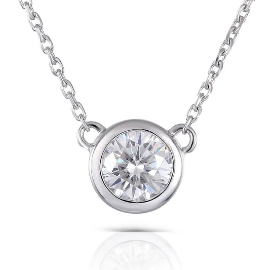 14k White Gold Moissanite Necklace 0.5ct Moissanite Engagement Rings & Jewelry |  Pendant Necklace  |Luxus Moissanite