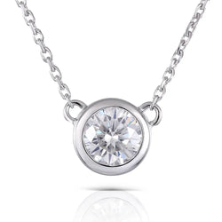14k White Gold Moissanite Necklace 0.5ct Moissanite Engagement Rings & Jewelry |  Pendant Necklace  |Luxus Moissanite