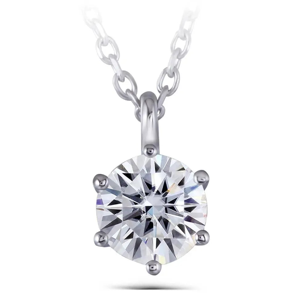 14k White Gold Moissanite Necklace 1.5ct Stone Moissanite Engagement Rings & Jewelry | 14k White Gold Chain | Luxus Moissanite