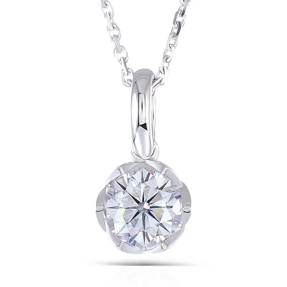 14k White Gold Moissanite Necklace 1ct Moissanite Engagement Rings & Jewelry | Luxus Moissanite | Beautiful Necklace