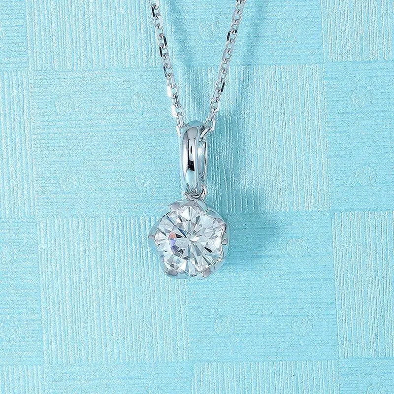 14k White Gold Moissanite Necklace 1ct Moissanite Engagement Rings & Jewelry | Luxus Moissanite | Beautiful Necklace