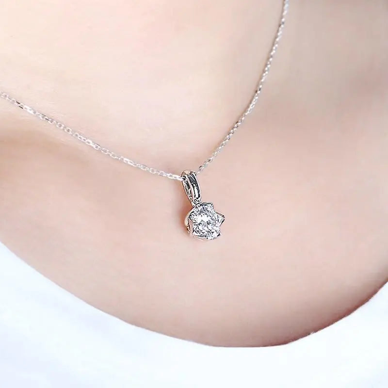 14k White Gold Moissanite Necklace 1ct Moissanite Engagement Rings & Jewelry | Luxus Moissanite | Beautiful Necklace