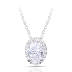 14k White Gold Moissanite Necklace 1ct Total Moissanite Engagement Rings & Jewelry | Luxus Moissanite