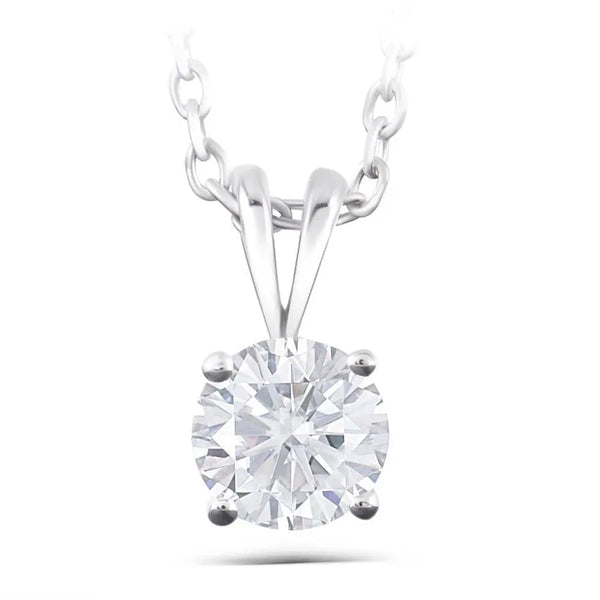 14k White Gold Moissanite Necklace 2ct Moissanite Engagement Rings & Jewelry | Luxus Moissanite