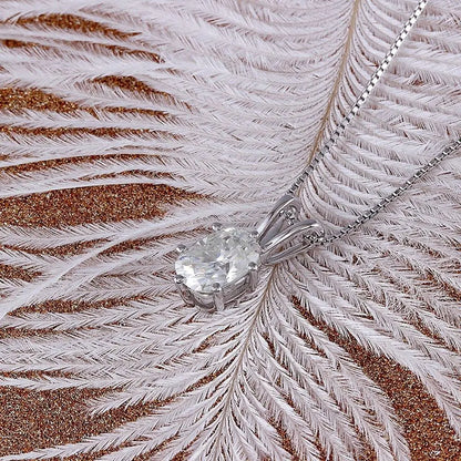 14k White Gold Moissanite Necklaces Oval Cut 1ct Moissanite Engagement Rings & Jewelry | Luxus Moissanite