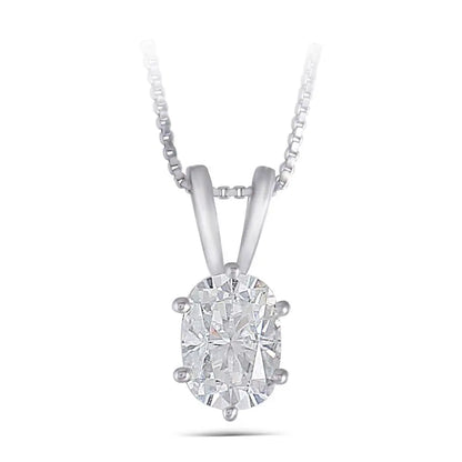 14k White Gold Moissanite Oval Necklace / Pendant 1ct Moissanite Engagement Rings & Jewelry | Luxus Moissanite