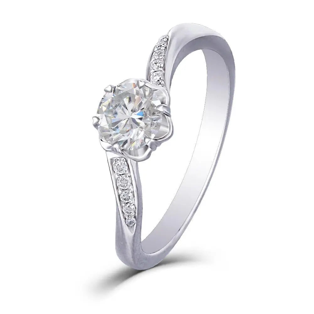 14k White Gold Moissanite Ring 0.5ct Center Stone Moissanite Engagement Rings & Jewelry | Best Engagement Ring | Best Engagement Ring | Luxus Moissanite