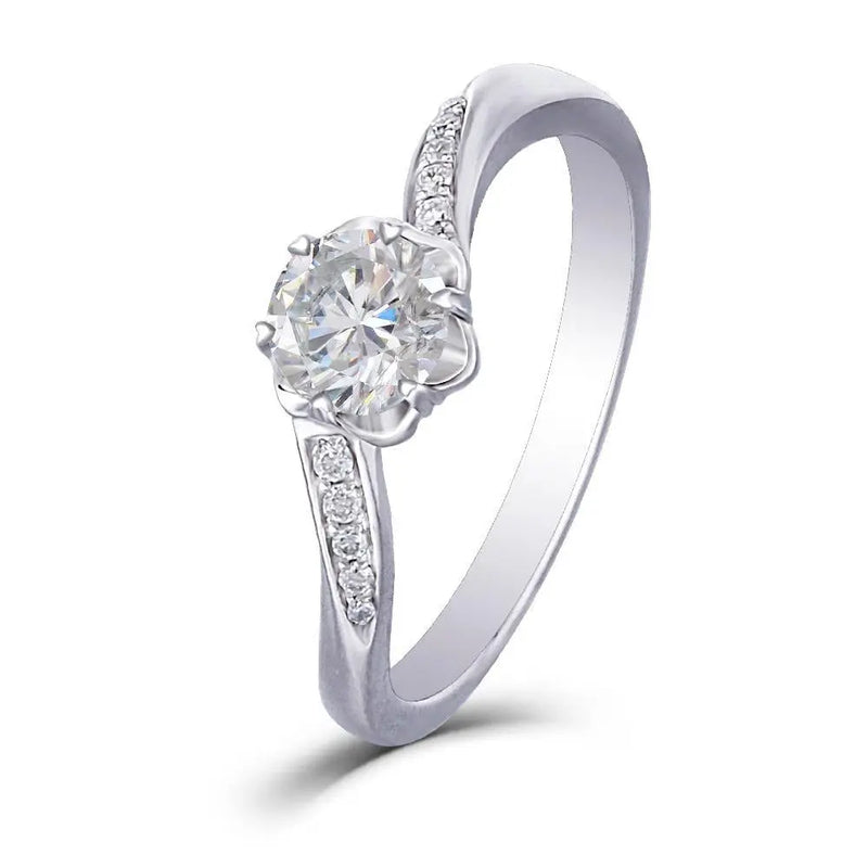 14k White Gold Moissanite Ring 0.5ct Center Stone Moissanite Engagement Rings & Jewelry | Luxus Moissanite