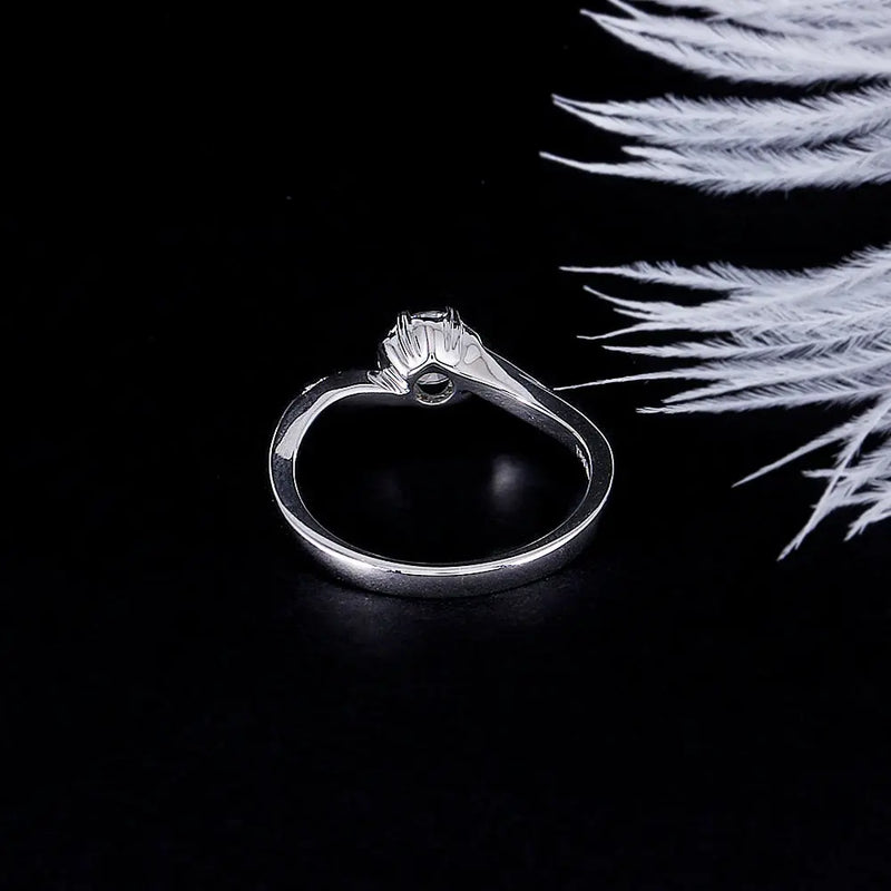 14k White Gold Moissanite Ring 0.5ct Center Stone Moissanite Engagement Rings & Jewelry | Luxus Moissanite