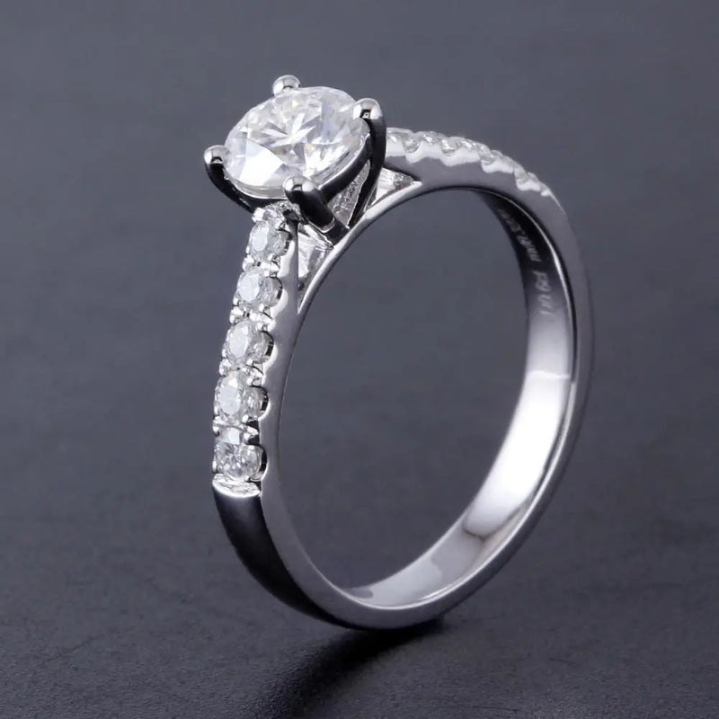 14k White Gold Moissanite Ring 0.6ct Center Stone Moissanite Engagement Rings & Jewelry | Luxus Moissanite