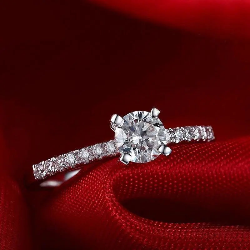 14k White Gold Moissanite Ring 0.7ct Total Moissanite Engagement Rings & Jewelry | Luxus Moissanite