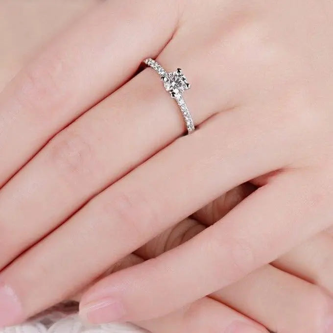 14k White Gold Moissanite Ring 0.7ct Total Moissanite Engagement Rings & Jewelry | Luxus Moissanite