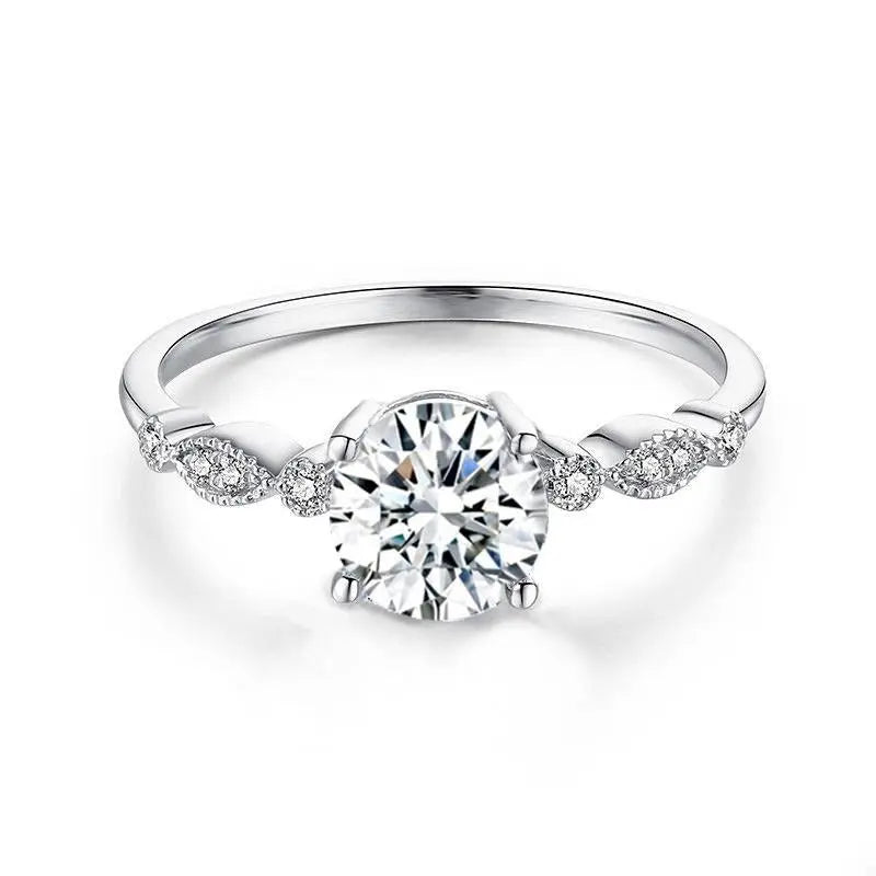 14k White Gold Moissanite Ring 0.8ct Center Stone Moissanite Engagement Rings & Jewelry | Luxus Moissanite