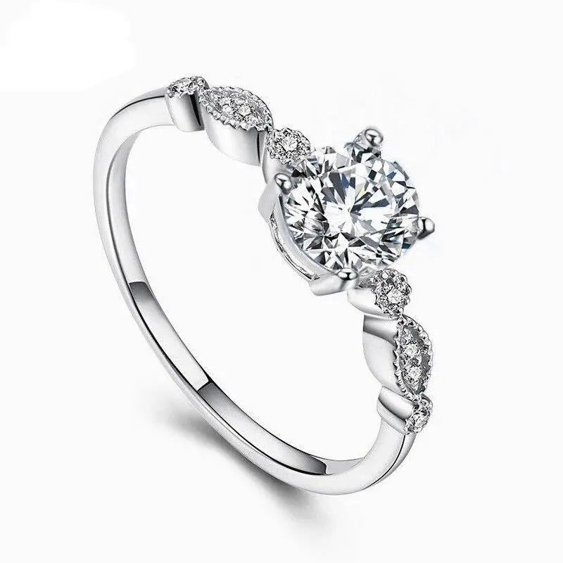 14k White Gold Moissanite Ring 0.8ct Center Stone Moissanite Engagement Rings & Jewelry | Luxus Moissanite