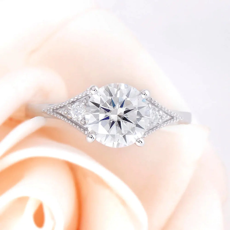 14k White Gold Moissanite Ring 1.5ct Center Stone Moissanite Engagement Rings & Jewelry | Luxus Moissanite