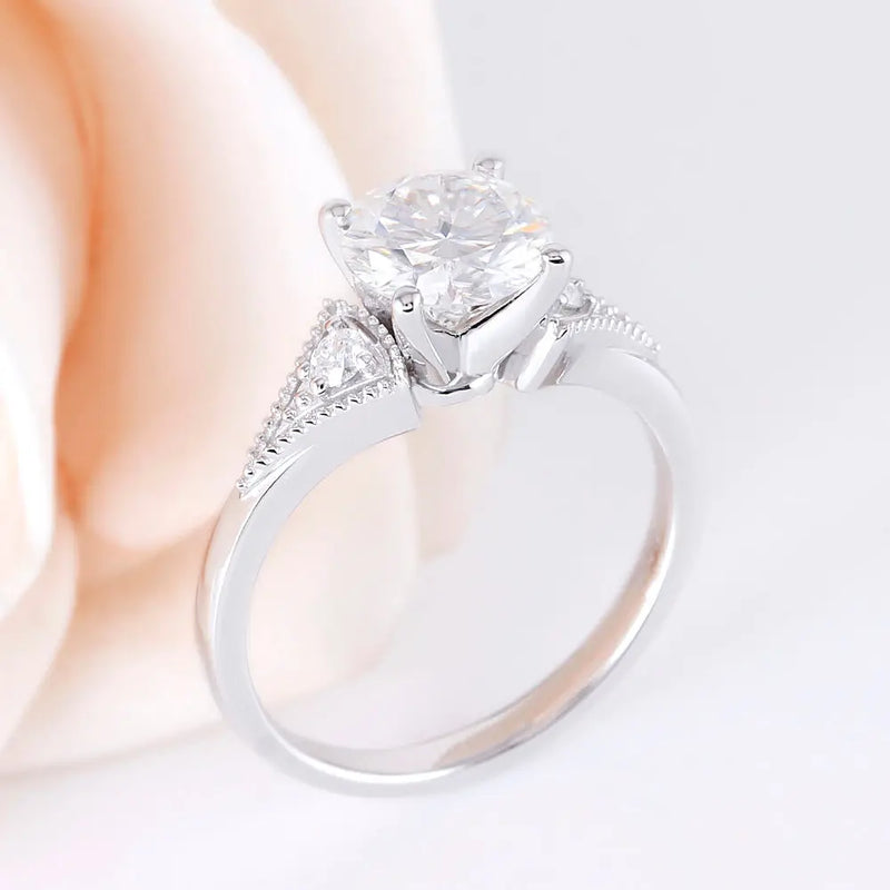 14k White Gold Moissanite Ring 1.5ct Center Stone Moissanite Engagement Rings & Jewelry | Luxus Moissanite