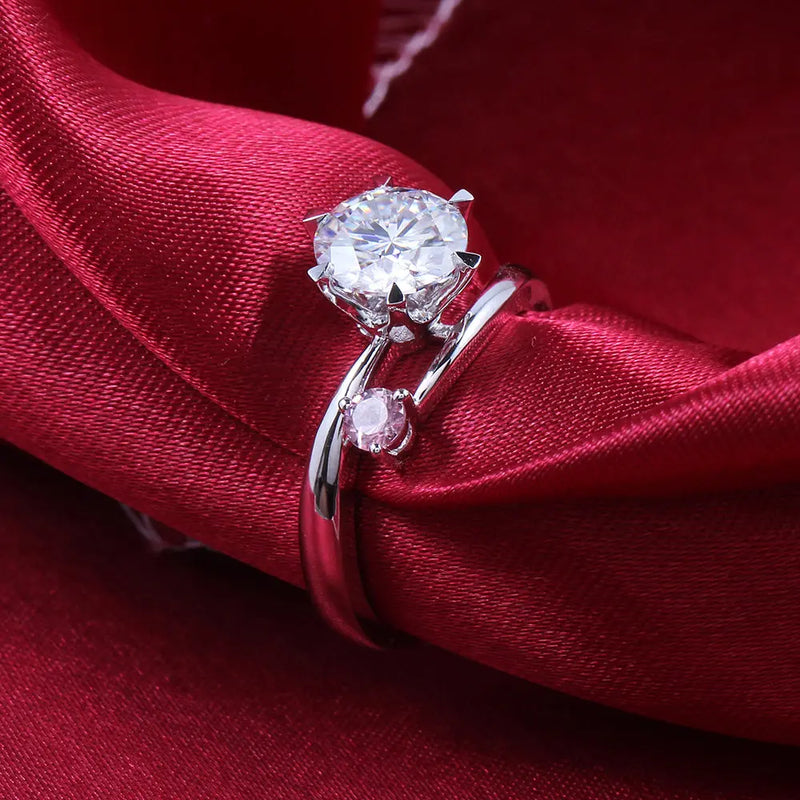 14k White Gold Moissanite Ring 1.5ct Main Stone With Ruby Moissanite Engagement Rings & Jewelry | Luxus Moissanite