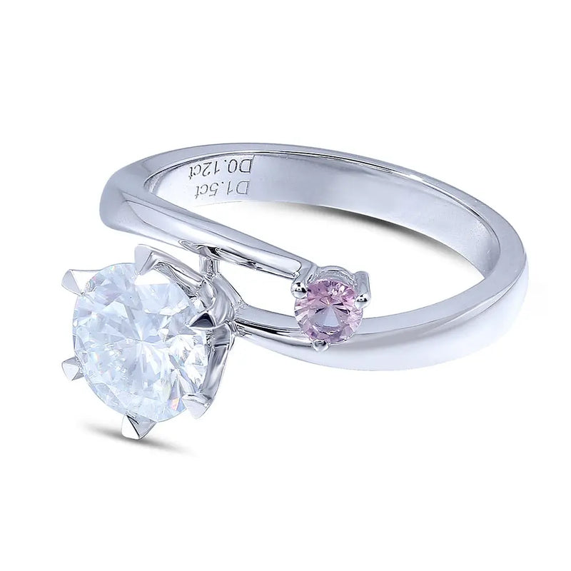 14k White Gold Moissanite Ring 1.5ct Main Stone With Ruby Moissanite Engagement Rings & Jewelry | Luxus Moissanite