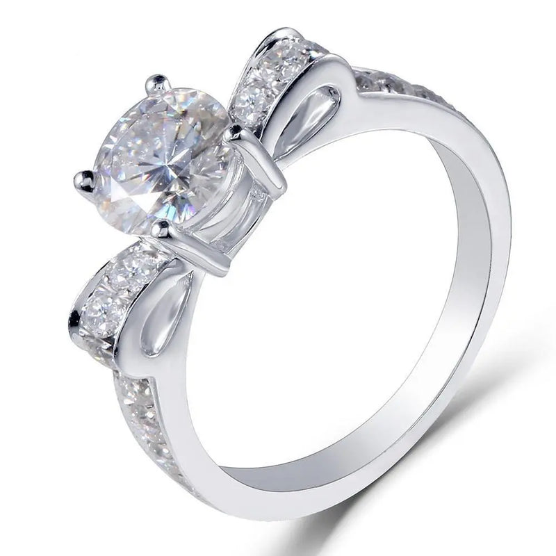 14k White Gold Moissanite Ring 1.6ct Total Moissanite Engagement Rings & Jewelry | Luxus Moissanite