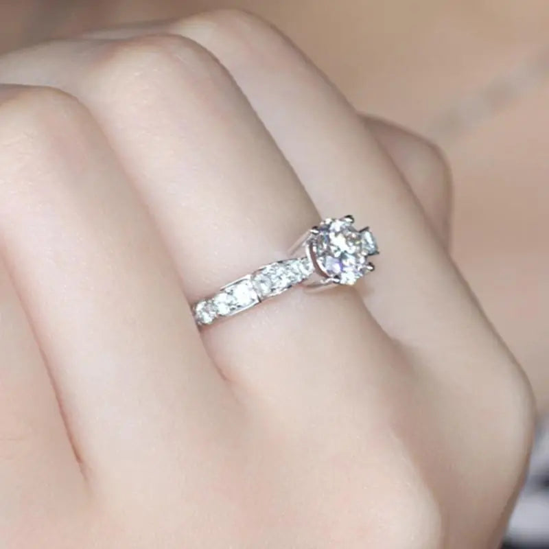 14k White Gold Moissanite Ring 1.6ct Total Moissanite Engagement Rings & Jewelry | Luxus Moissanite