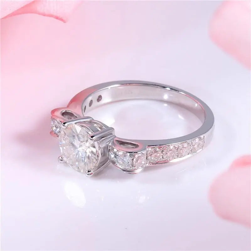 14k White Gold Moissanite Ring 1.6ct Total Moissanite Engagement Rings & Jewelry | Luxus Moissanite | Unique Engagement Ring Brands