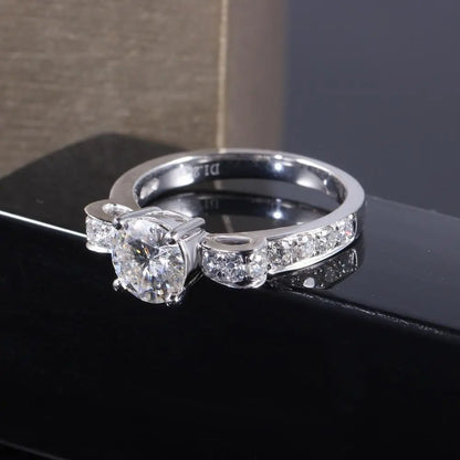 14k White Gold Moissanite Ring 1.6ct Total Moissanite Engagement Rings & Jewelry | Luxus Moissanite | Unique Engagement Ring Brands