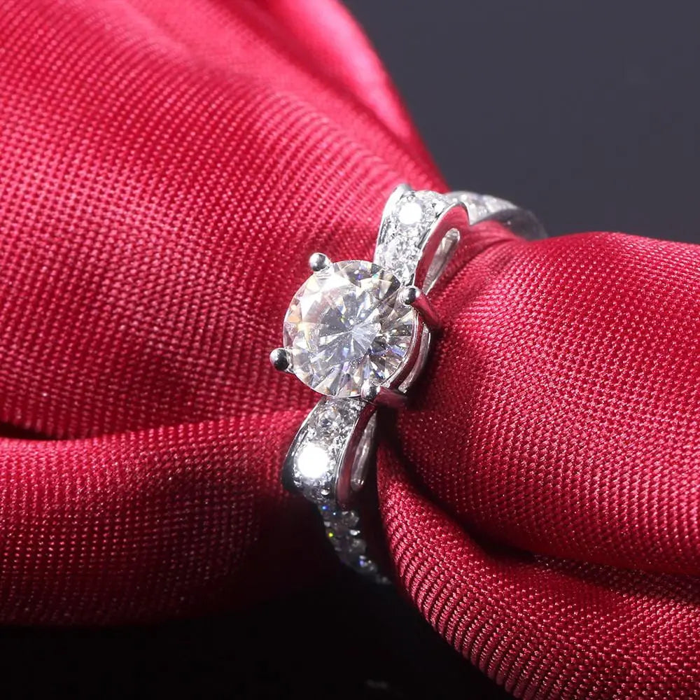 14k White Gold Moissanite Ring 1.6ct Total Moissanite Engagement Rings & Jewelry | Luxus Moissanite | Unique Engagement Ring Brands