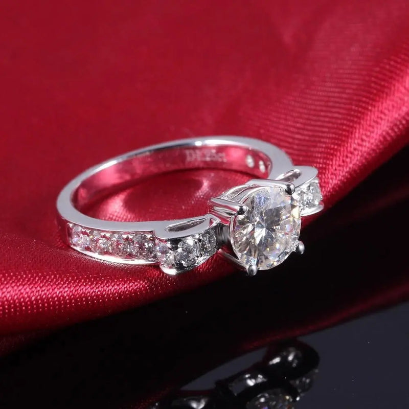 14k White Gold Moissanite Ring 1.6ct Total Moissanite Engagement Rings & Jewelry | Luxus Moissanite