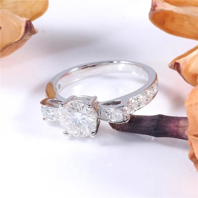 14k White Gold Moissanite Ring 1.6ct Total Moissanite Engagement Rings & Jewelry | Luxus Moissanite | Unique Engagement Ring Brands