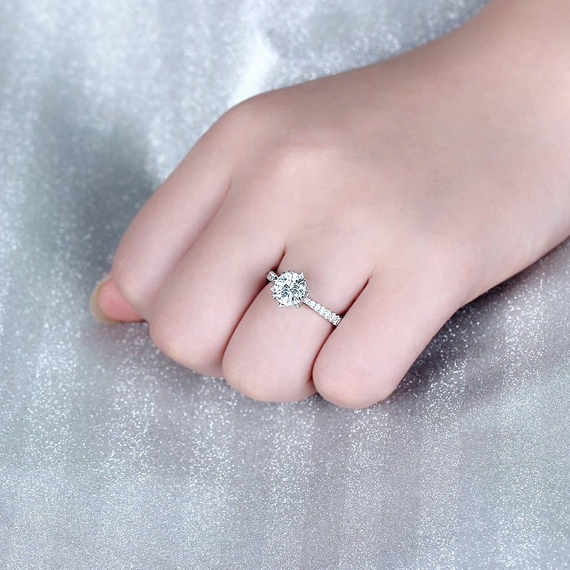 14k White Gold Moissanite Ring 1ct Center Stone Moissanite Engagement Rings & Jewelry | Luxus Moissanite /