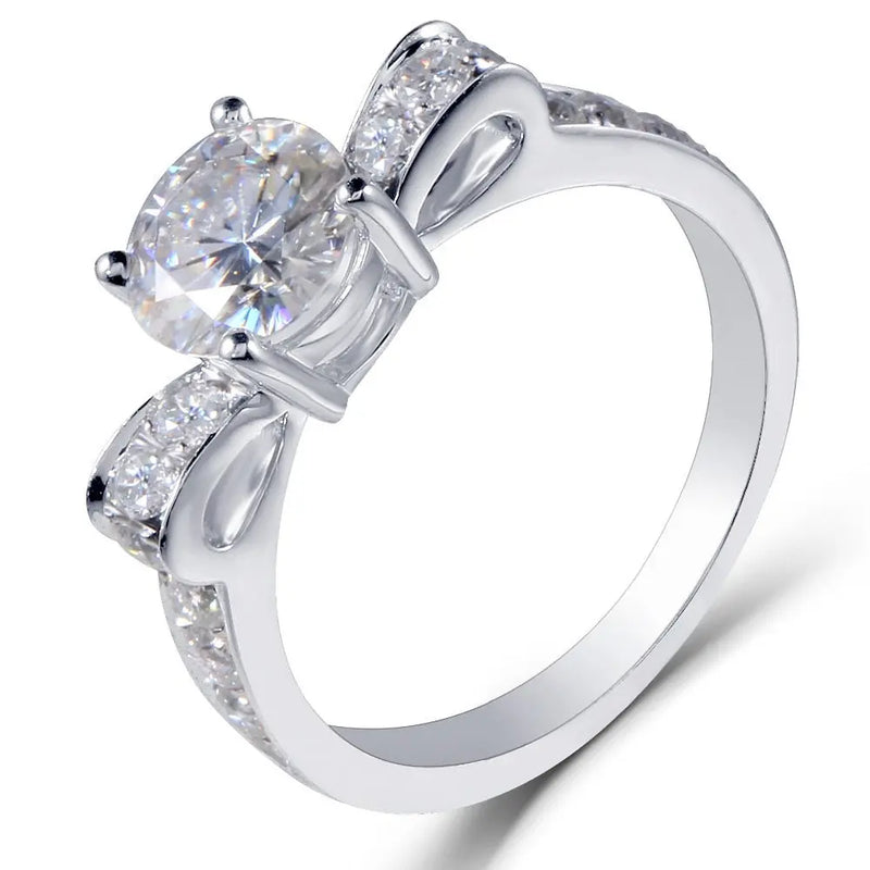 14k White Gold Moissanite Ring 1ct Center Stone Moissanite Engagement Rings & Jewelry | Luxus Moissanite