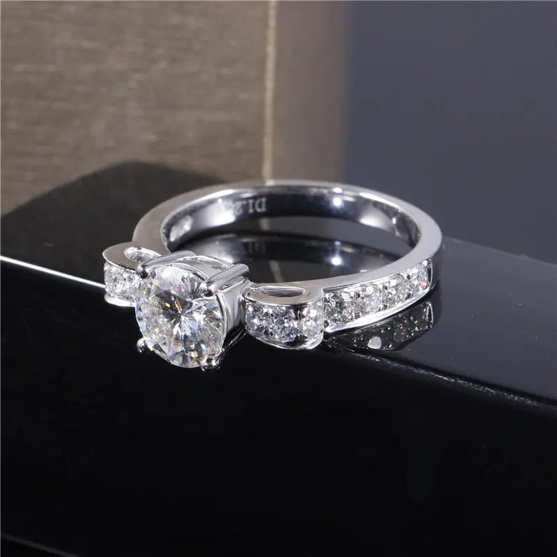 14k White Gold Moissanite Ring 1ct Center Stone Moissanite Engagement Rings & Jewelry | Luxus Moissanite / Elegant Rings