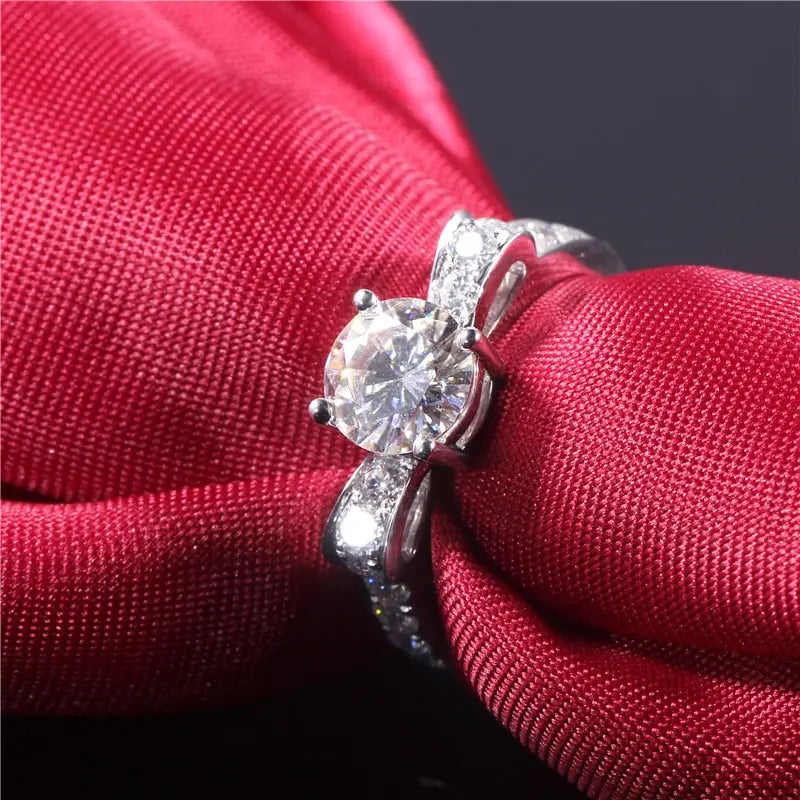 14k White Gold Moissanite Ring 1ct Center Stone Moissanite Engagement Rings & Jewelry | Luxus Moissanite / Elegant Rings