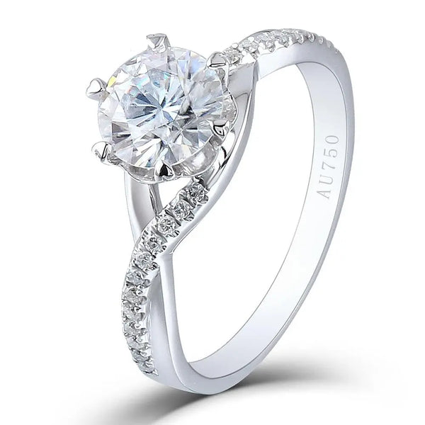 Best Promise Ring - 14k White Gold Moissanite Ring 1ct Center Stone