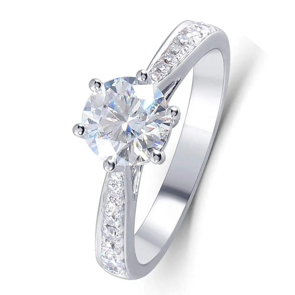 14k White Gold Moissanite Ring 1ct Center Stone Moissanite Engagement Rings & Jewelry | Luxus Moissanite / Gold Ring Womens