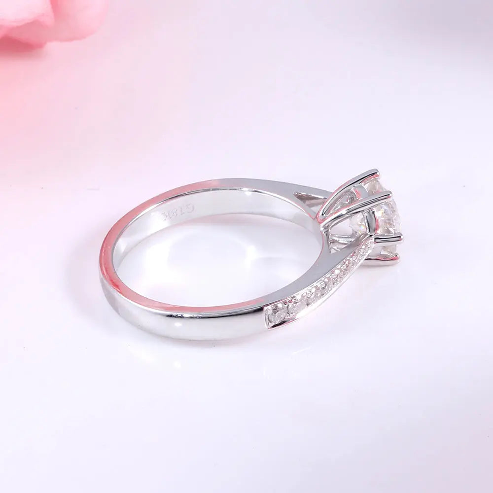 14k White Gold Moissanite Ring 1ct Center Stone Moissanite Engagement Rings & Jewelry | Luxus Moissanite / Gold Ring Womens
