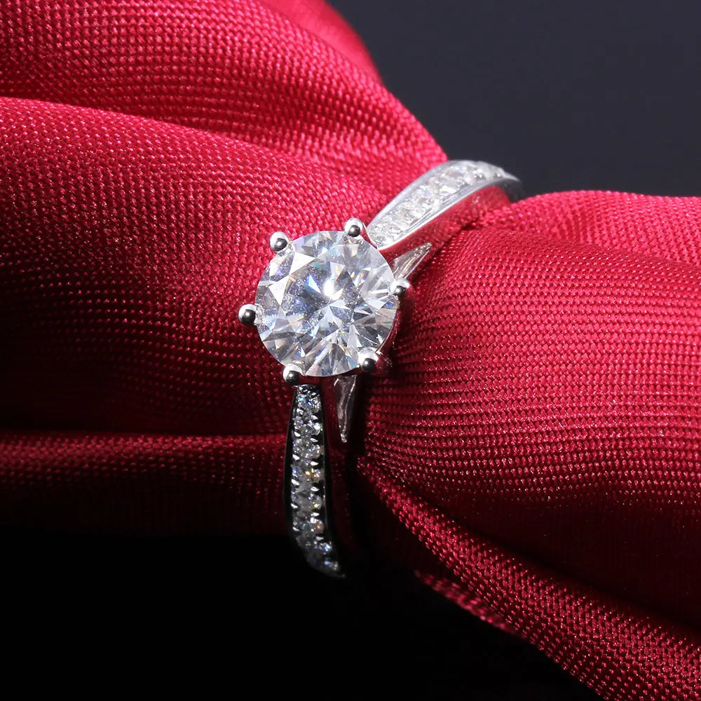 14k White Gold Moissanite Ring 1ct Center Stone Moissanite Engagement Rings & Jewelry | Luxus Moissanite / Gold Ring Womens